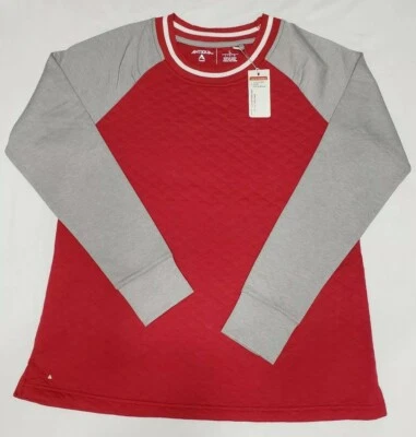NEW Antigua Womens MVP Diamond Quilted Pullover Sweatshirt Red Gray Size Large - Image 1 of 4