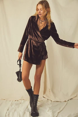 New Free People Viola Velvet Romper Size Medium MSRP: $148 - Image 1 of 4