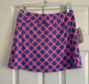 Lulu B Fun Skort Womens S Blue Pink Chain Link Pull On UPF 50 Golf Tennis Nwt - Picture 1 of 12