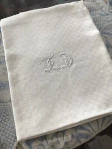 Lovely large antique linen guest / hand or kitchen towel Monogram ED. (one) - Picture 1 of 9