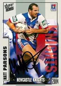 Signed 2004 Newcastle Knights NRL Select Authentic Card - Matt Parsons - Foto 1 di 3
