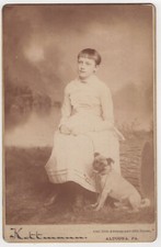 A YOUNG GIRL : PUG DOG :  ALTOONA, PENNSYLVANIA: CABINET CARD