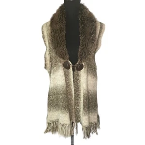 Cynthia Rowley Kunstfell Pullover Weste Gr. XL Quaste unten Fellausschnitt - Bild 1 von 8