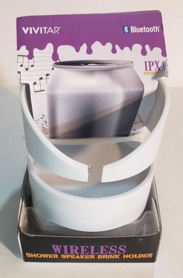 Vivitar Bluetooth Wireless Speaker Drink Holder Suction Glass Mirror Metal •NEW