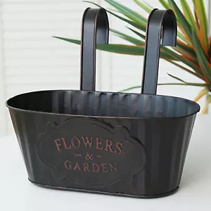Hanging Planter Railing Planter Box Metal Iron Window Boxes Planters Garden Pot - Picture 1 of 18