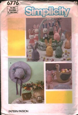 6776 Vintage Simplicity Sewing Pattern Stuffed Decor Package Bunnies Duck Basket - Image 1 of 2