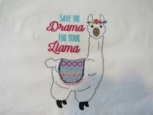 Llama Bordado Aplique Plato Toalla de Té Paño de Cocina 17.5 x 25.5" Divertido Usado en Excelente Condición - Imagen 1 de 3