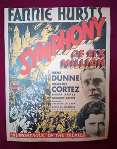 1932 Filmveröffentlichung Poster Fannie Hursts Symphonie von sechs Millionen RKO Radio Prod - Bild 1 von 4