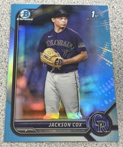 Jackson Cox 2022 Bowman Chrome Sky Blue Refractor #BDC-174 -Rockies