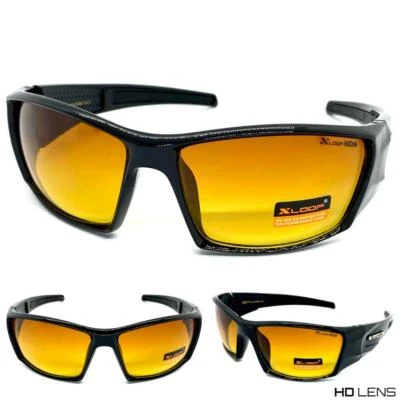 Sport Wrap Day or Night Driving Vision HD SUN GLASSES Amber High Definition Lens - Image 1 of 4