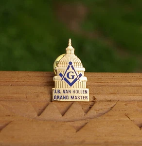 J.B. Van Hollen Großmeister Kapitol Gebäude G Freimaurer 1" Emaille Pin Pinback - Bild 1 von 3