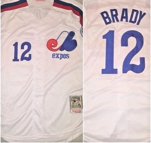 VERY RARE Tom Brady #12 Montreal Expos Mens Medium Baseball Jersey White Cover