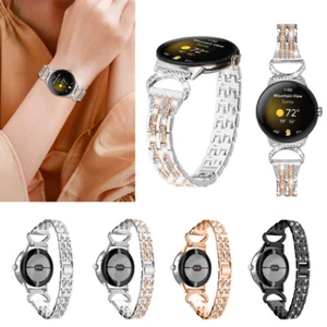 For Google Pixel Watch 1 2 Stainless Steel Band Women Rhinestones Bracelet Strap - Picture 1 of 16