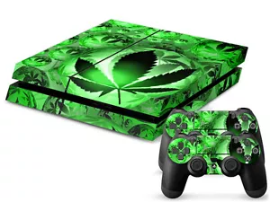 Sony PS4 Playstation 4 Skin Design Sticker Protector Set - Cannabis 3 Theme - Picture 1 of 2