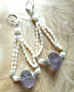 Antike Renaissance Schlafringe Perlen Amethyst Silber - Bild 1 von 3