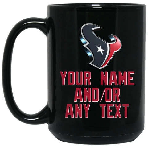 Custom Personalized Houston Texans 3D Logo Black 15 oz Ceramic Coffee Mug Cup Cover