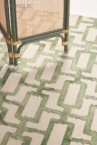 New Hand Tufted 100%Woolen Area Rug ANTHRO MARENGO GREEN Carpet for Living Room - Picture 1 of 6
