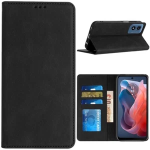 For Moto G Play 2024 Case Vegan Leather Phone Wallet Cover + Tempered Glass - Picture 1 of 17