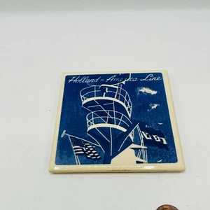 Barco de viaje Holland America Line Coaster Tile azul blanco línea de crucero vintage - Imagen 1 de 3