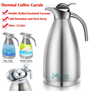 68 OZ Stainless Steel Thermal Coffee Carafe Double Walled Vacuum Insulated Pot - Picture 1 of 16