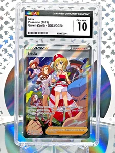 CGC 10 Irida GG63/GG70 Crown Zenith Full Art Pokemon Trainer Card - Picture 1 of 1