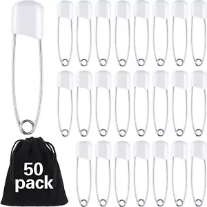 50 Pieces Diaper Pins Safety Pins 2.2 Inch Plastic Head Cloth Diaper Pins - Picture 1 of 6