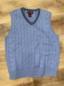 Brooks Brothers 100% Cotton Vest Made In Hong Kong V Neck Boys L Blue - Picture 1 of 3