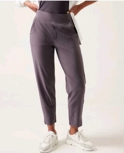 Neu ohne Etikett Athleta Brooklyn mittelhohe Knöchelhose lila Größe 14 hoch Stretch Taschen - Bild 1 von 11