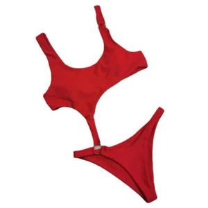 Roter asymmetrischer Monokini Badeanzug mit Cutout Pool Party Strand - Größe XL - Bild 1 von 2