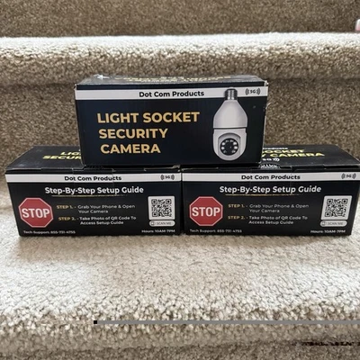 Lot of 3 Dot Com Products Light Socket 5G Security Cameras  - Image 1 of 4