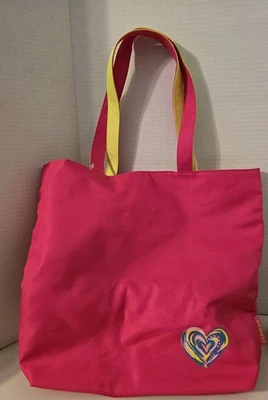 Clinique  Shopping Shoulder Travel Tote Bag Pink & Yellow 12"x14" - Image 1 of 4