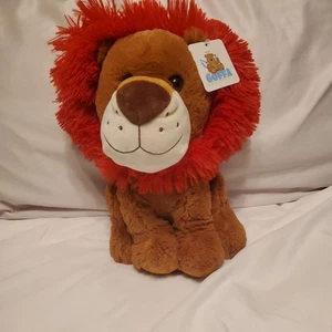 Plush Brown Lion with Red Mane Sitting by Goffa Corp - Picture 1 of 7