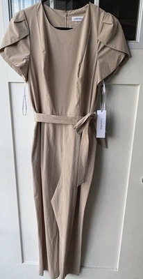 Nuevo con etiquetas Mono Mameluco Calvin Klein Marrón Claro Para Mujer Talla 10 Bolsillos Ligero Foto 1 de 4