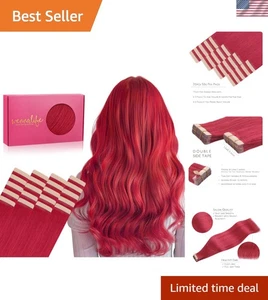 20 Stück 24 Zoll rot Remy Tape-In Verlängerungen - unsichtbar & bequem - Bild 1 von 7