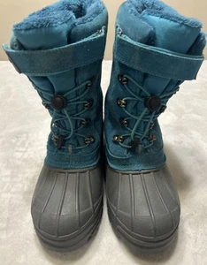 Lands End Boots Size 6 Youth Women’s Size 8 Blue Snow Fur Lined Duck Waterproof - Picture 1 of 8