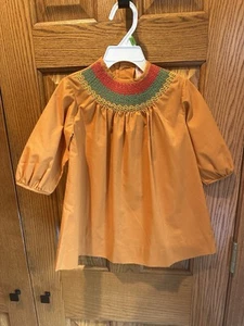 Vintage Carol Evans Smocked Dress Size 3 Penn Prest Penneys Chevron Embroidery - Picture 1 of 7