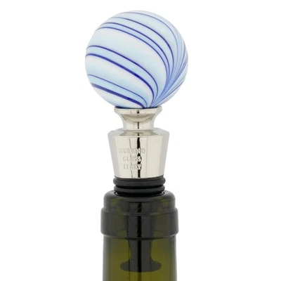 Пробка для бутылки из муранского стекла GlassOfVenice - белая и синяя - Изображение 1 из 4