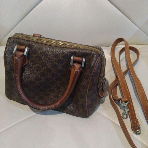 Celine Mini Boston Bag Macadam Borsa a Mano Edizione Limitata Vintage USATA Giappone FS