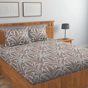 cotton King Size Elastic Fitted Double Bedsheet with 2 Pillow Covers code 228 - Picture 1 of 3