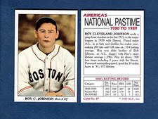 1930-1939 National Pastime: #87 ROY JOHNSON Red Sox 1985 Big League Collectibles