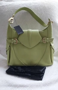 Leather Handbag Italian Designer Green New With Tag Dust Bag Incl MSRP $275.00 - Picture 1 of 17