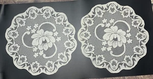 Doilies Cream Floral Round 13.5" Scalloped Flower Set of 2 - Picture 1 of 5