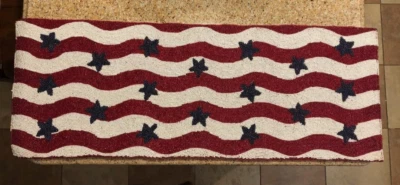 Pier 1 Imports Patriotic Hand Beaded Table Runner 36”x13” Stars & Stripes USA - Image 1 of 2