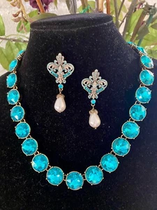 Heidi Daus Crystals Beaded Necklace, Earrings, Heart & Horseman Pin, Bracelet - Picture 1 of 10