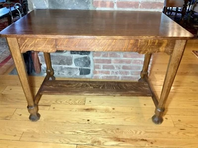 Antigua mesa consola biblioteca roble estilo renacimiento gótico Foto 1 de 4