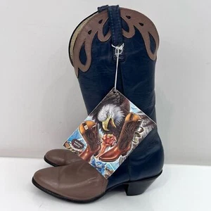 Nocona Damen Cowboystiefel Neu Vintage Navy Braun - Bild 1 von 12