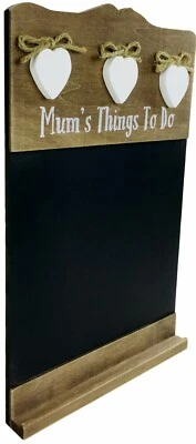 Mum's Wooden Vintage Style Things To Do' Chalkboard With Three Love Hearts - Image 1 of 4