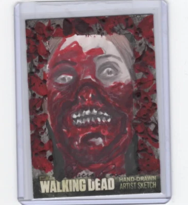 WALKING DEAD SEASON 3 WALKER SKETCH CARD BY ARTIST PATRICIA ROSS (#4)   1/1! - Image 1 of 2