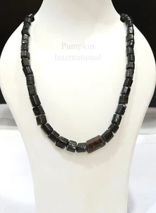 Natural Black Tourmaline Necklace With Silver Plated Chain - Picture 1 of 5