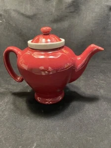 Vintage Ceramic McCormick Tea Baltimore MD USA Maroon Teapot With Lid & Infuser - Picture 1 of 8